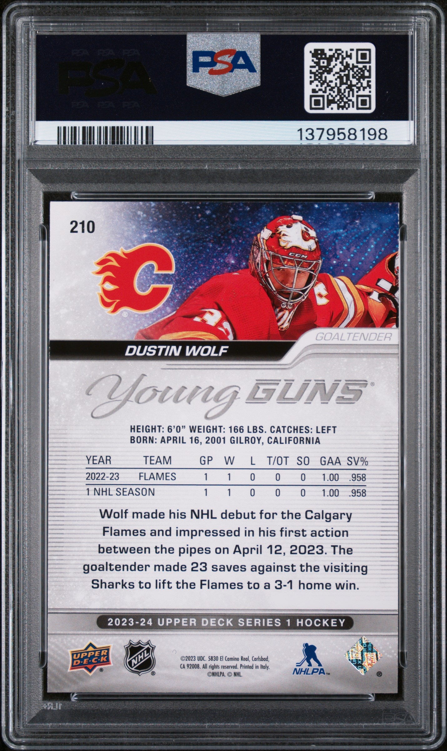[PSA 9] Dustin Wolf #210 Young Guns