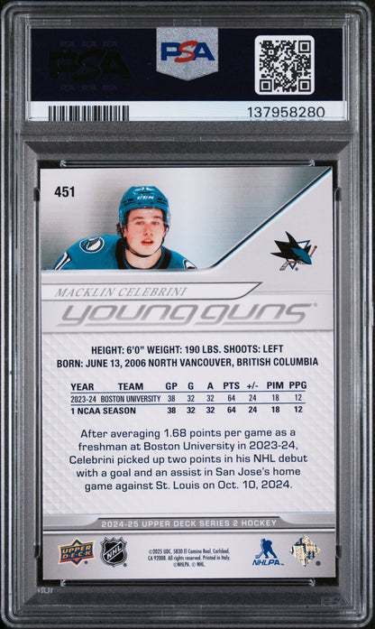[PSA 9] Macklin Celebrini #451 Young Guns