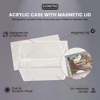 EVORETRO Acrylic Display Case Protector for Pokemon Booster Box