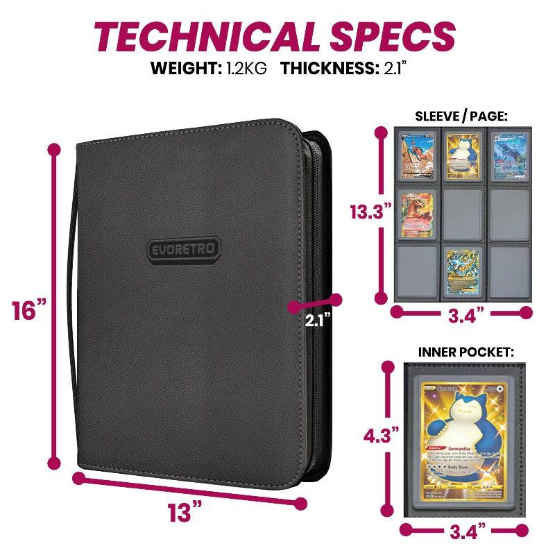 EVORETRO Shield+ Toploader Zipper Card Binder - Fits 216 Cards