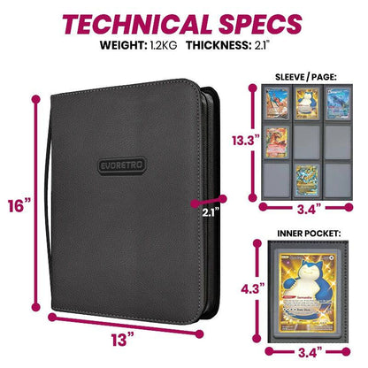 EVORETRO Shield+ Toploader Zipper Card Binder - Fits 216 Cards