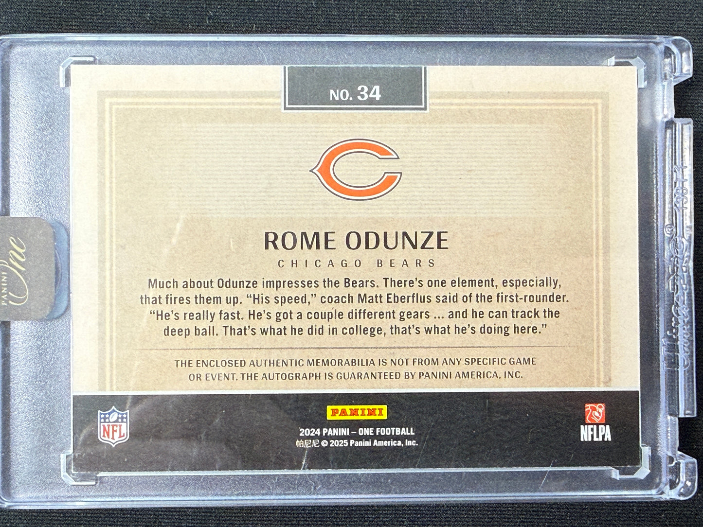 037/199 | Rome Odunze [RC] #34 Panini One Auto Patch
