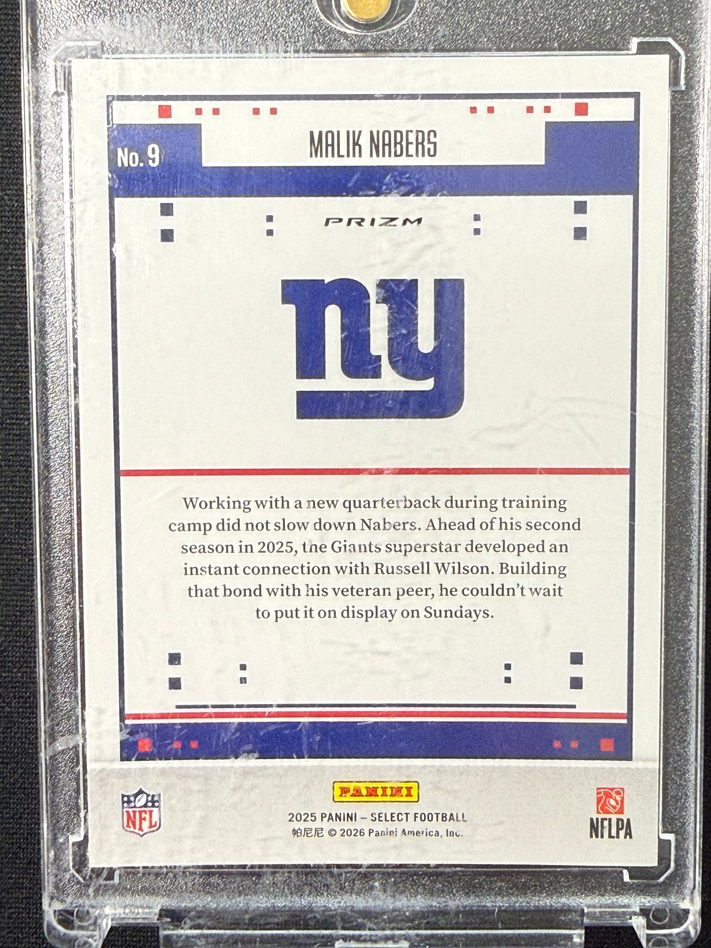 Malik Nabers #9 Score Select 2025 [Zebra Prizm]