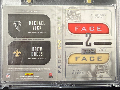 1/1 | Michael Vick / Drew Brees #FTF-VB Face 2 Face Playbook Auto Patch [Printing Plate]