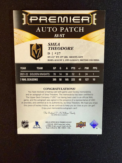 Shea Theodore 22-23 Premier Auto Patch 27/35