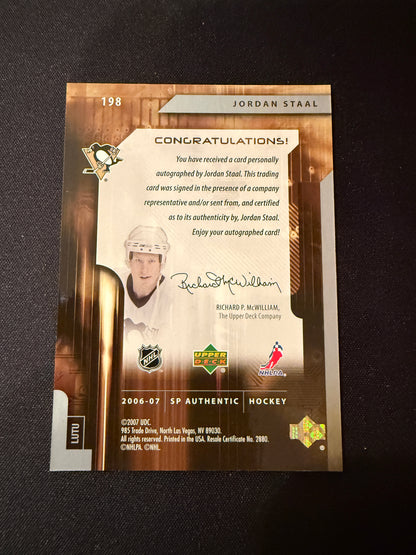 Jordan Staal 06-07 SP Authentic Hockey Future Watch Auto 386/999