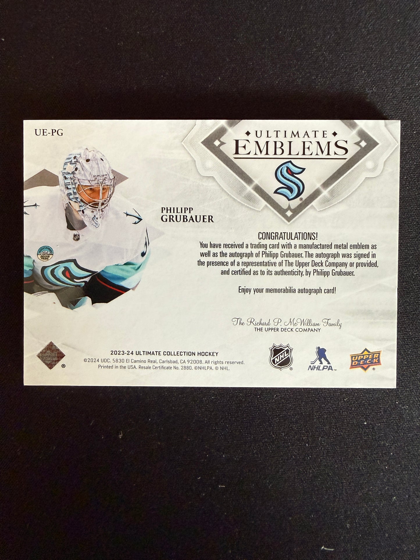 Philip Grubauer 23-24 Ultimate Emblems 17/49