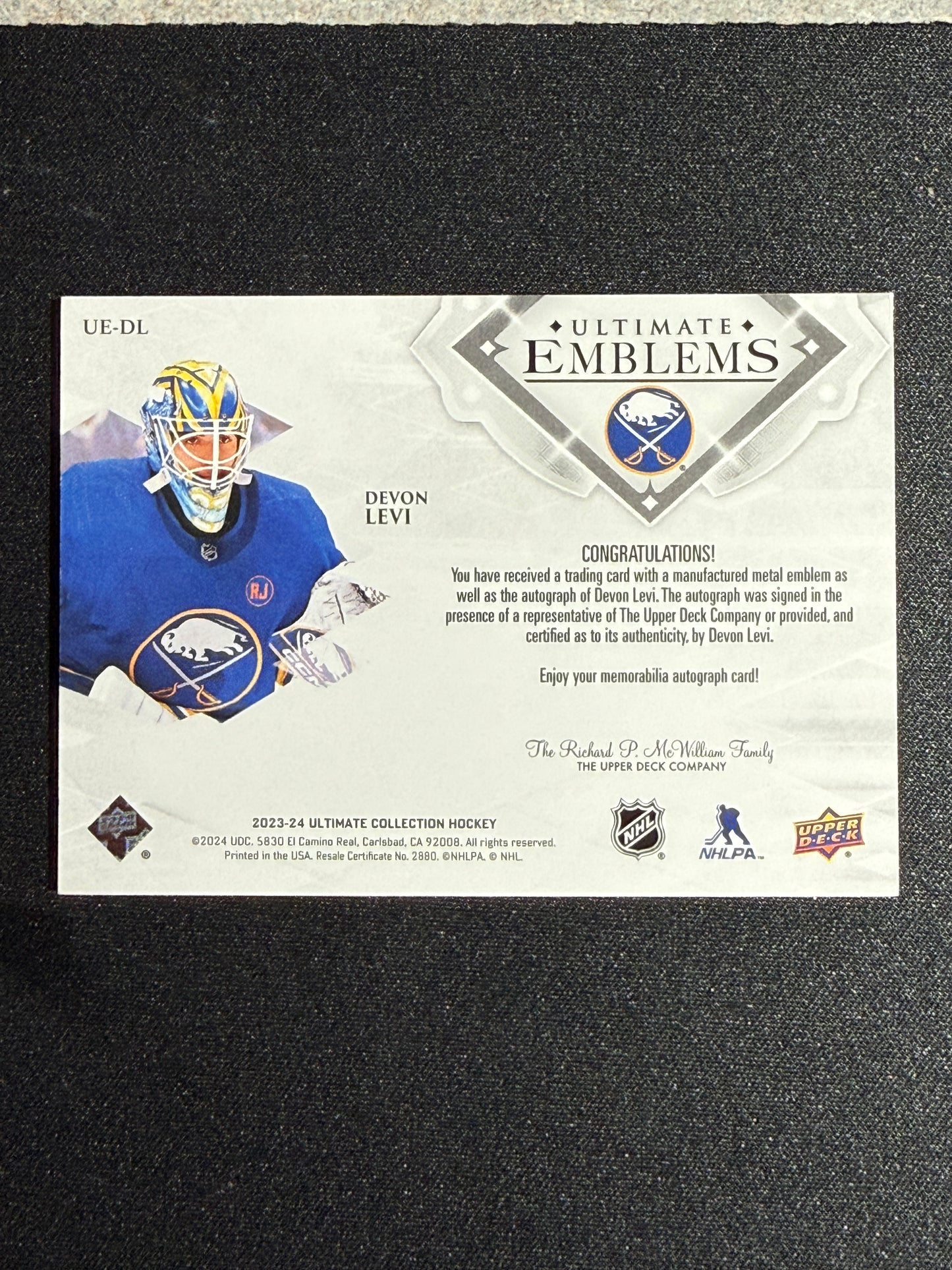 Devon Levi 23-24 Ultimate Emblems 45/99