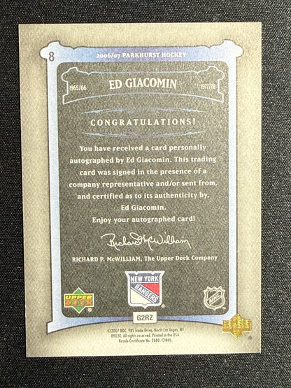 Ed Giacomin #8 Parkhurst Auto