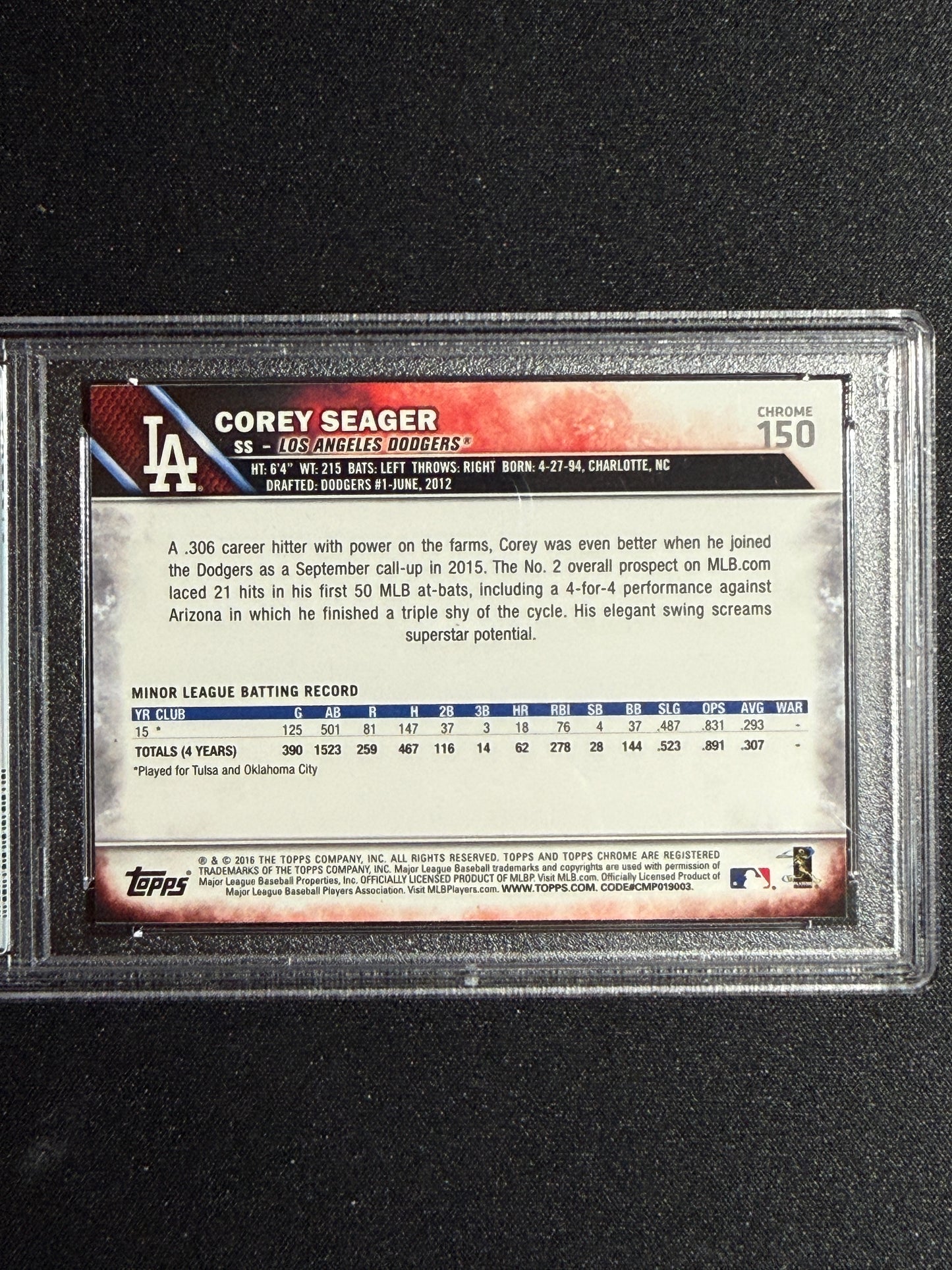 [PSA 10] Cory Seager #150 2016 Topps Chrome