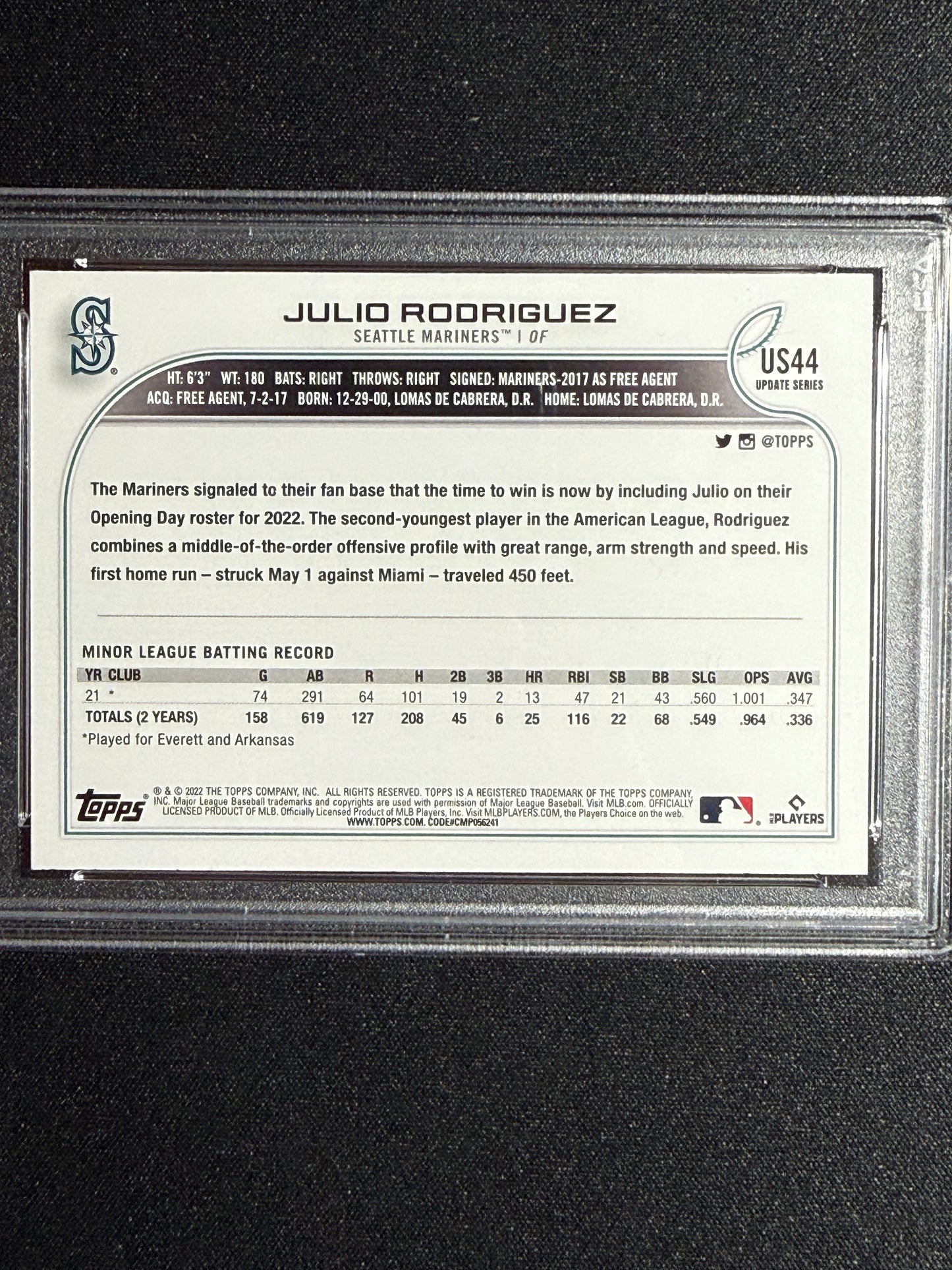 [PSA 10] Julio Rodriguez 2022 Topps Update #US44