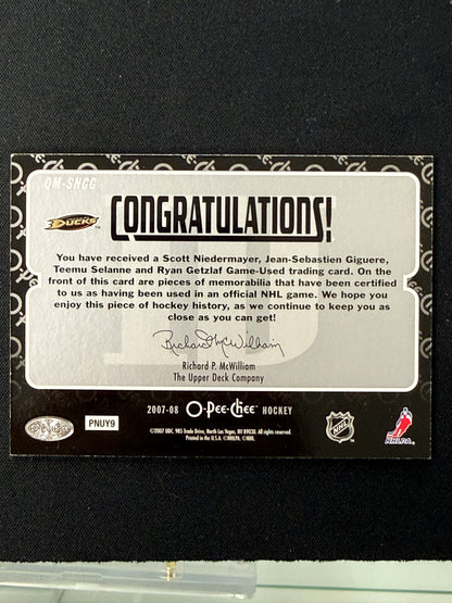 Anaheim Ducks Quad Jerseys 07-08 O Pee Chee Hockey QM-SNGG