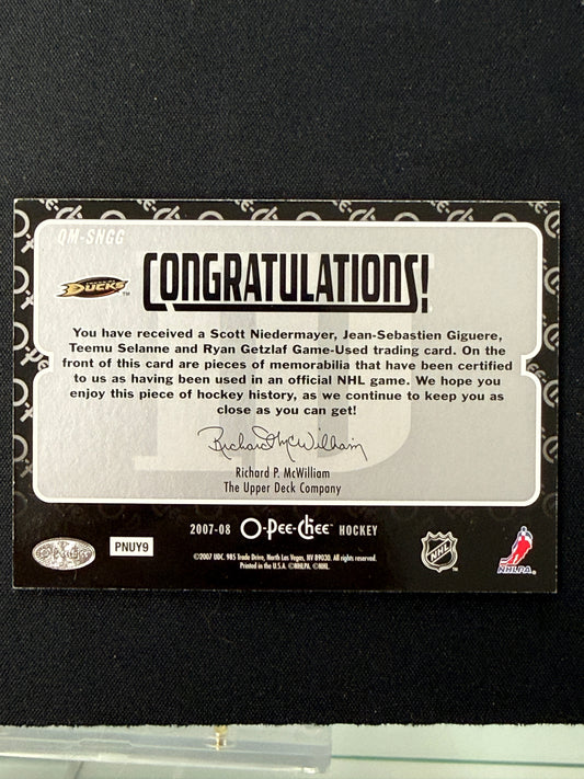 Anaheim Ducks Quad Jerseys 07-08 O Pee Chee Hockey QM-SNGG