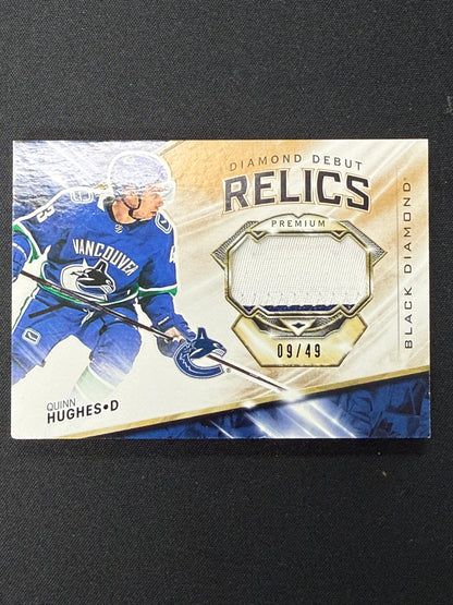 Quinn Hughes 19-20 Black Diamond Hockey Diamond Debut Relics 9/49 DD-QH