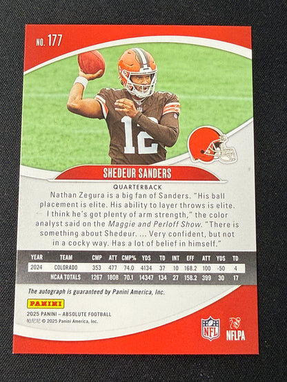 Shedeur Sanders 2025 Panini Absolute Football no.177