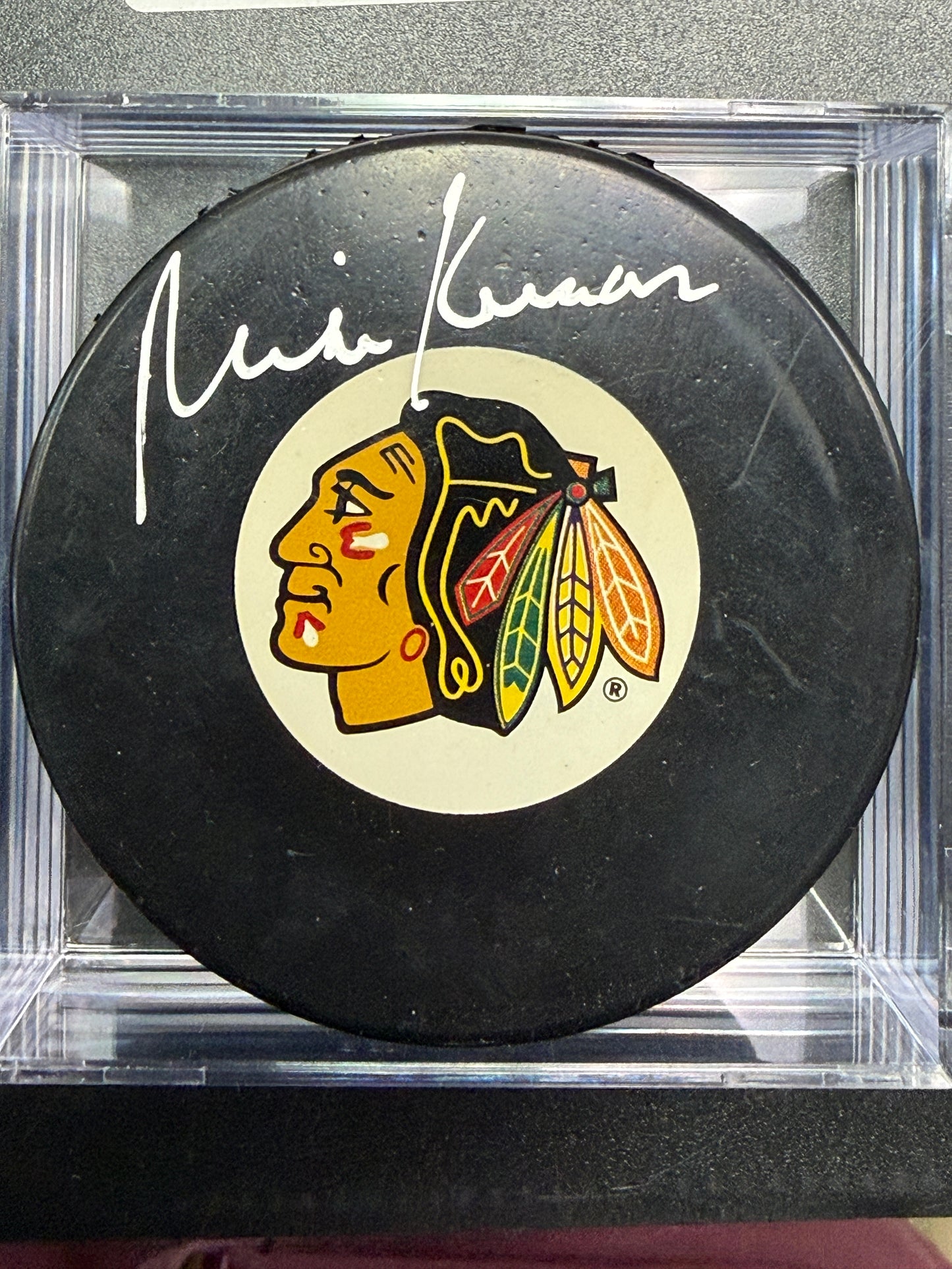 Mike Keenan Autographed Hockey Puck Chicago Blackhawks