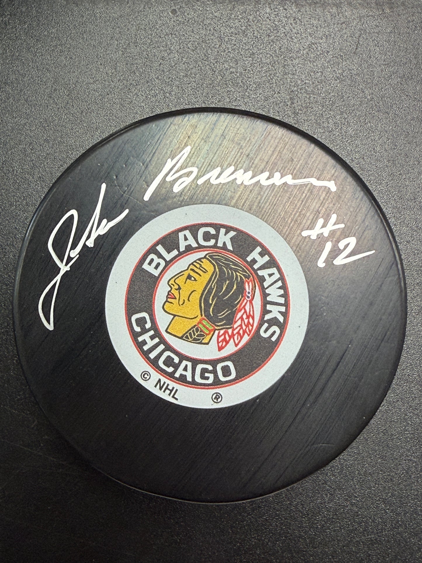 John Brennan #12 Chicago Blackhawks Autographed Puck