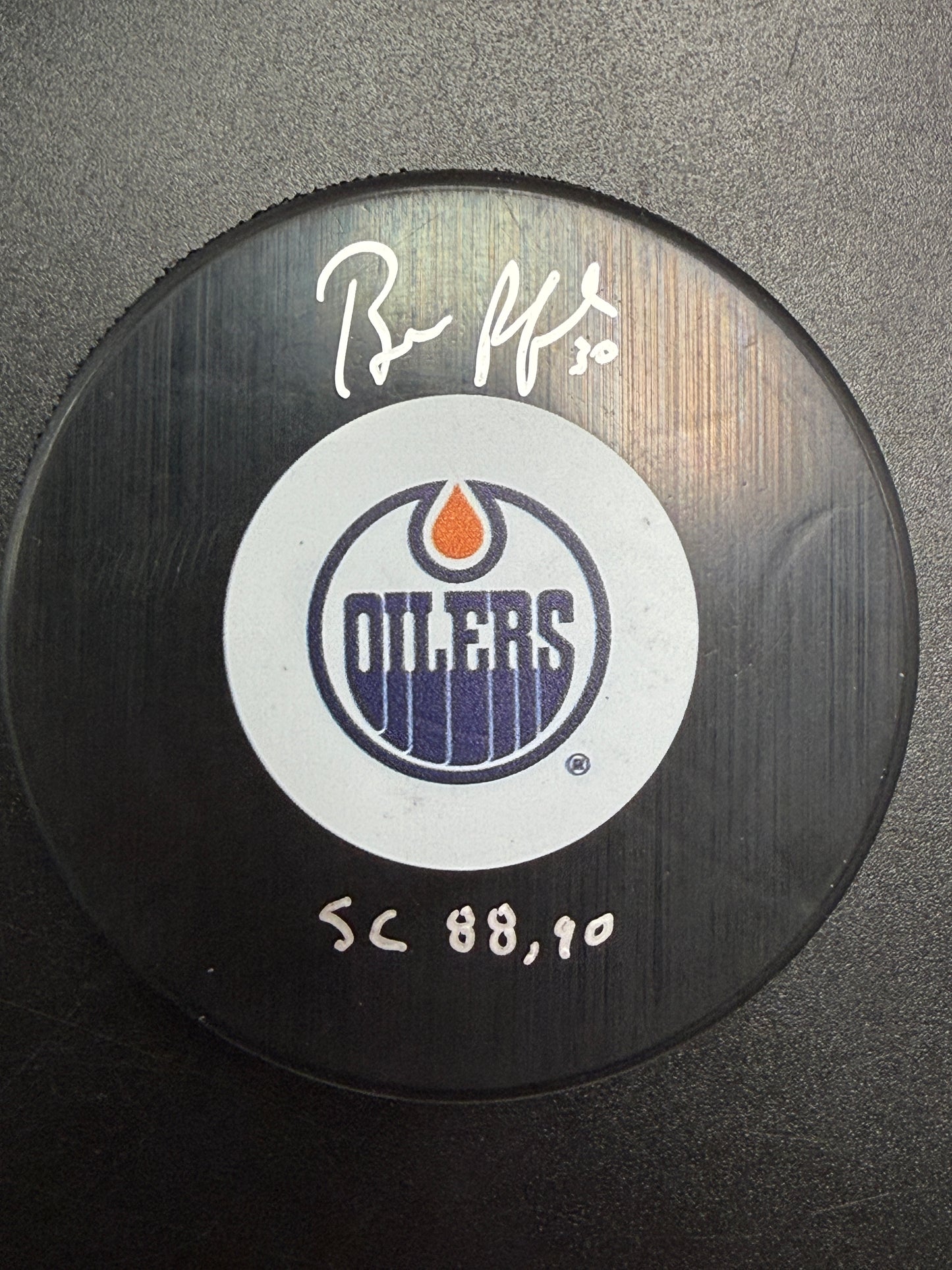 Bill Ranford “SC 88,90” Edmonton Oilers Autographed Hockey Puck