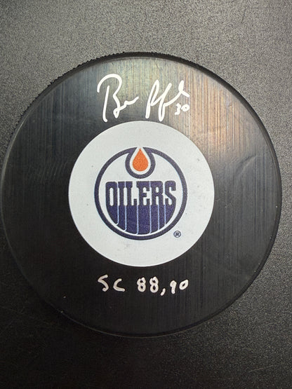 Bill Ranford “SC 88,90” Edmonton Oilers Autographed Hockey Puck