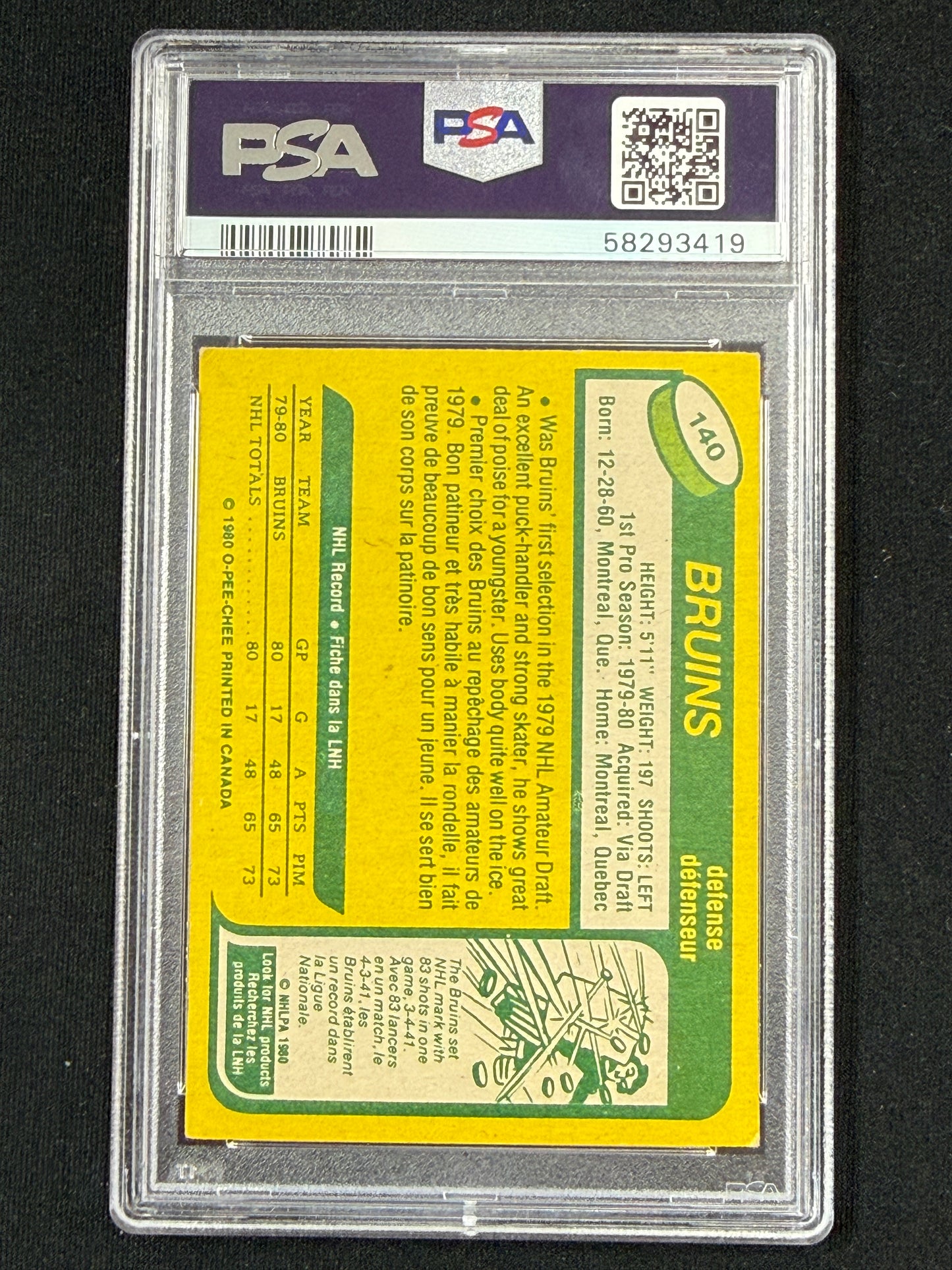 [PSA 4] Ray Bourque 1980 O Pee Chee RC #140