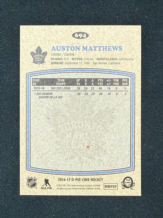 Auston Matthews [RC] #694 2016-17 O-Pee-Chee Hockey