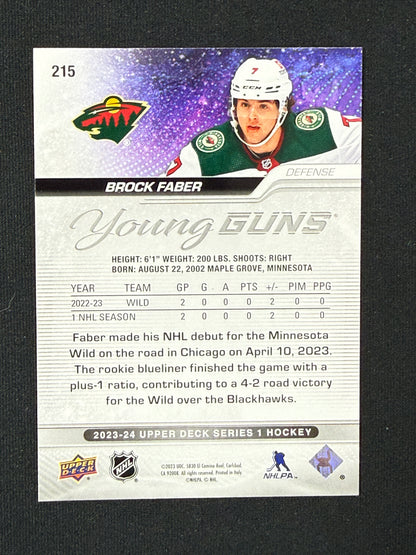 Brock Faber #215 Young Guns