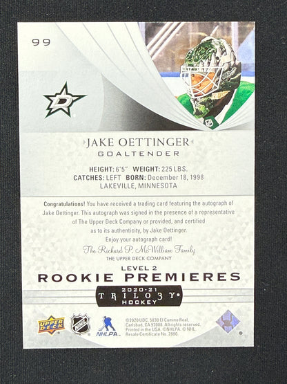 Jake Oettinger 20-21 Trilogy Rookie Premieres Level 2 #99