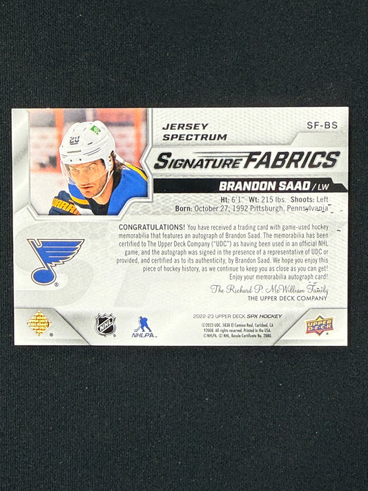 Brandon Saad #SF-BS Signature Fabrics /25