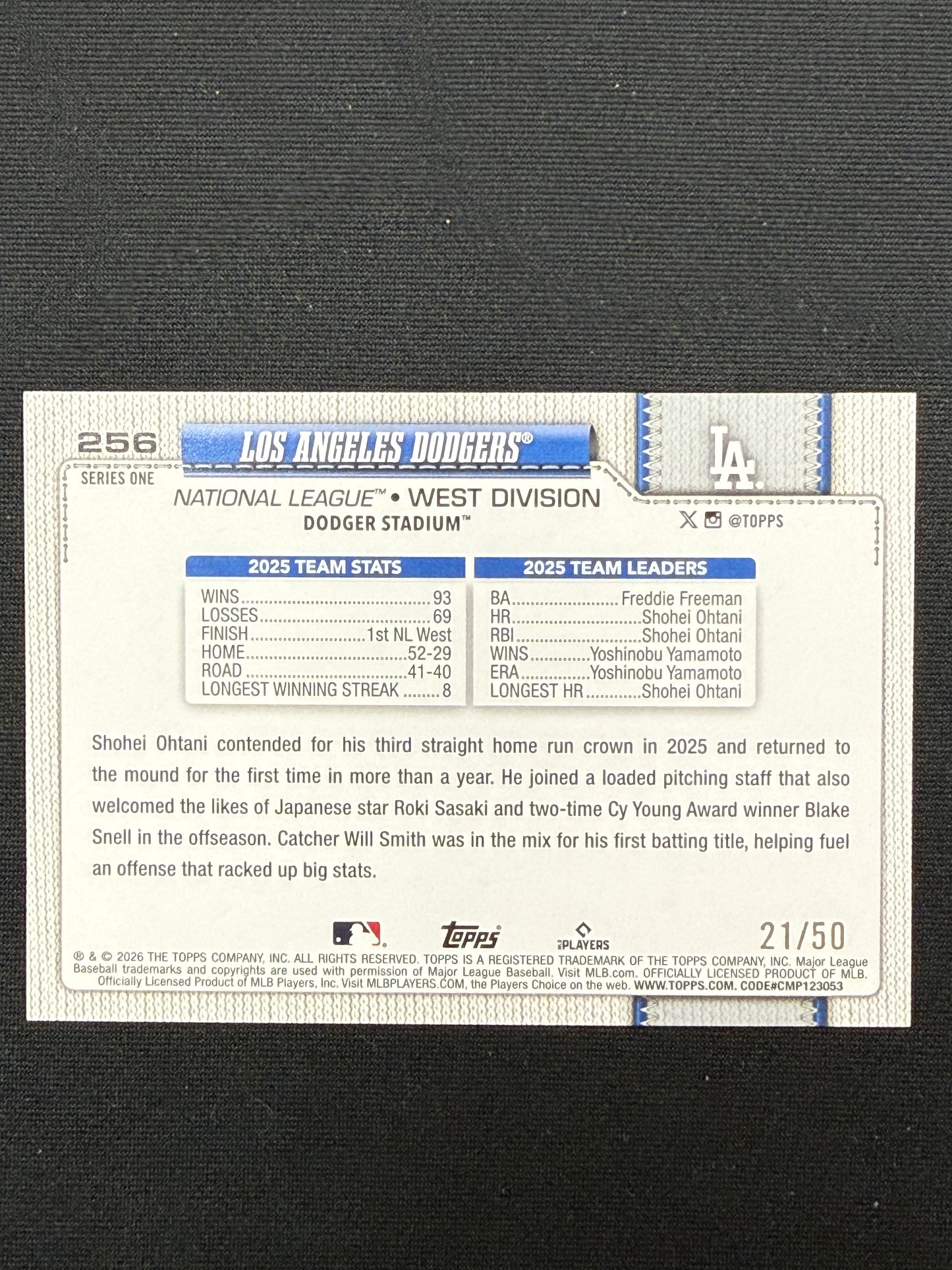 Los Angeles Dodgers #256 National League [Gold Diamante] /50