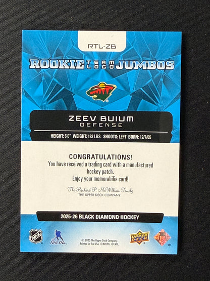 Zeev Buium #RTL-ZB Rookie JUMBOS Team Logo