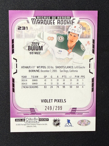 Zeev Buium #231 2025-26 O-Pee-Chee Platinum [Violet Pixels] /299