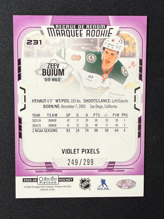 Zeev Buium #231 2025-26 O-Pee-Chee Platinum [Violet Pixels] /299