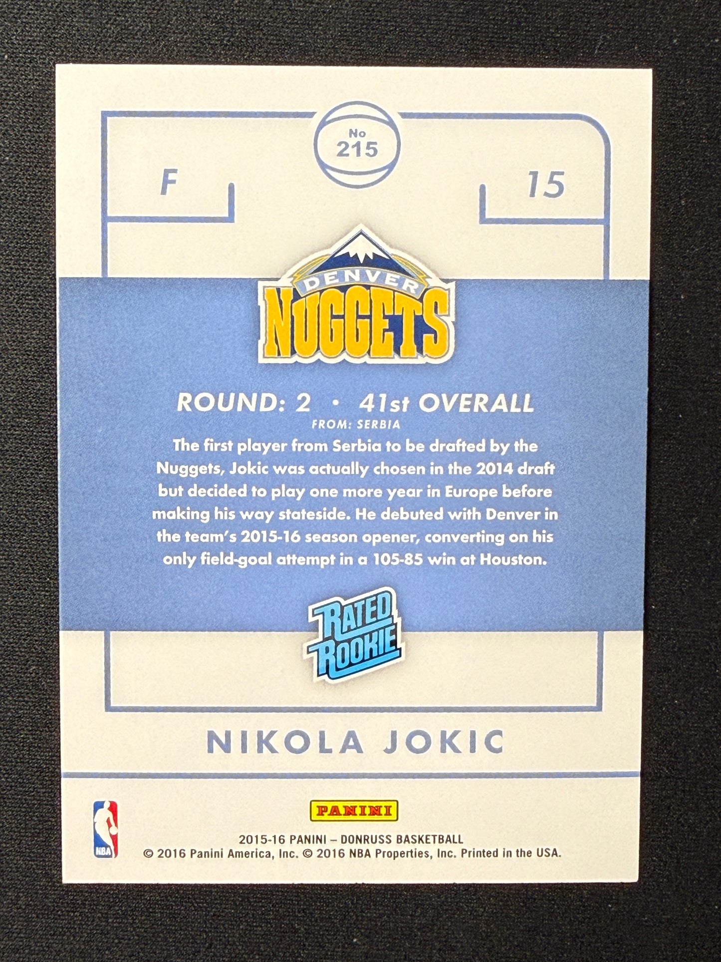 Nikola Jokic #215 Rated Rookie