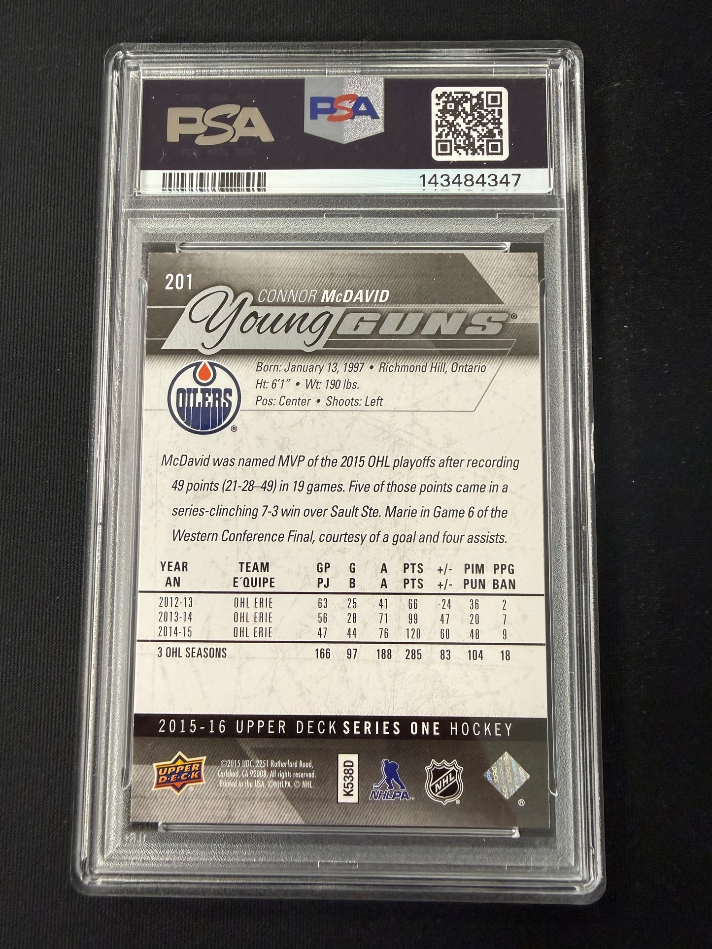 [PSA 9] Connor McDavid Young Guns #201