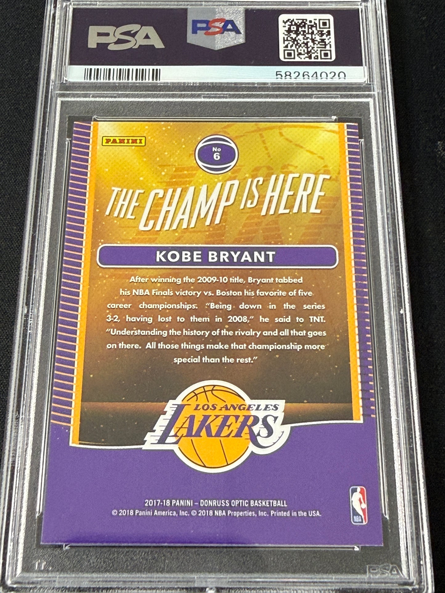 [PSA 10] 2017 Panini Donruss Optic Kobe Bryant #6