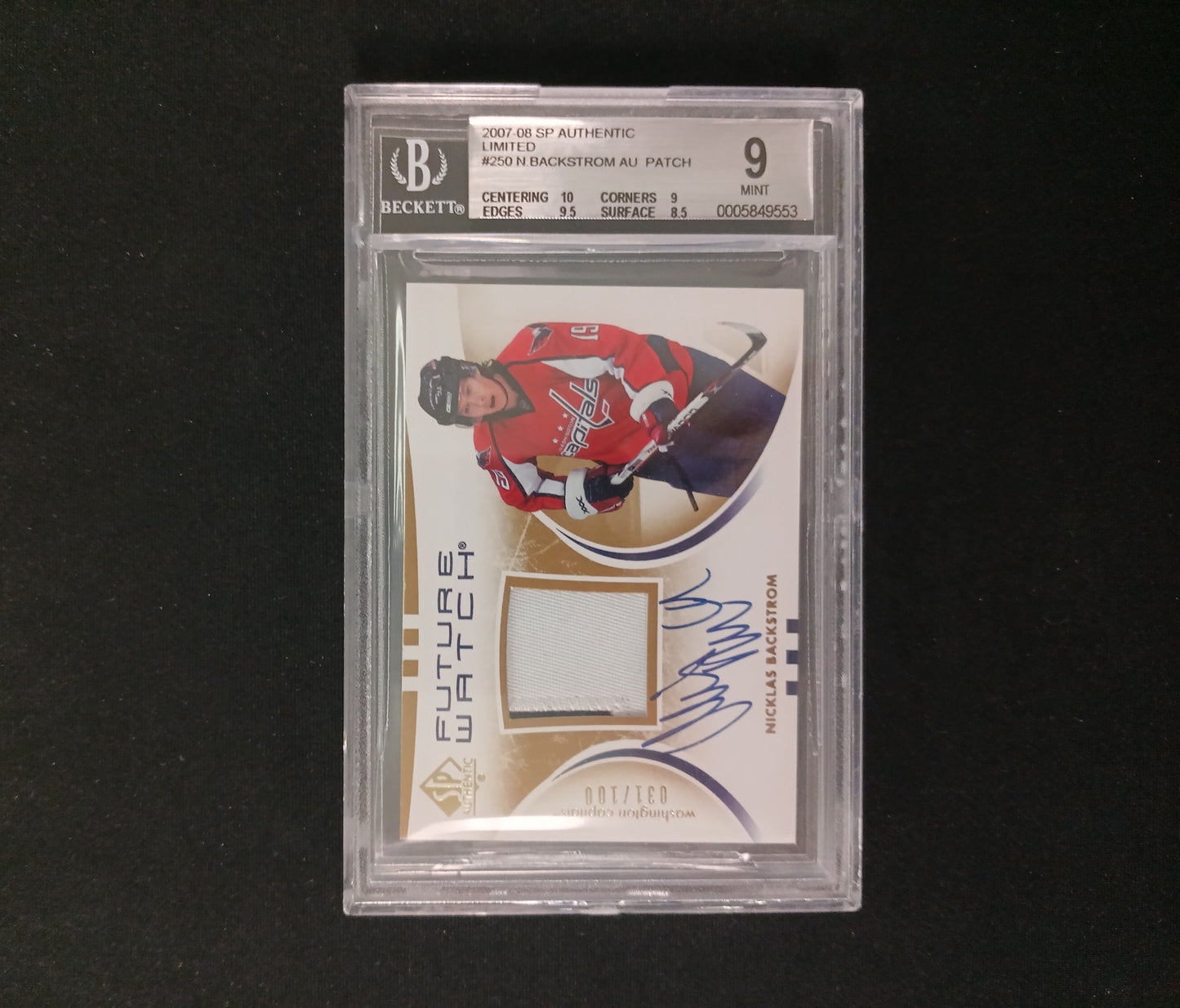 [BGS 9 - Auto 10] 031/100 Nicklas Backstrom #250 2007-08 SP Authentic Limited