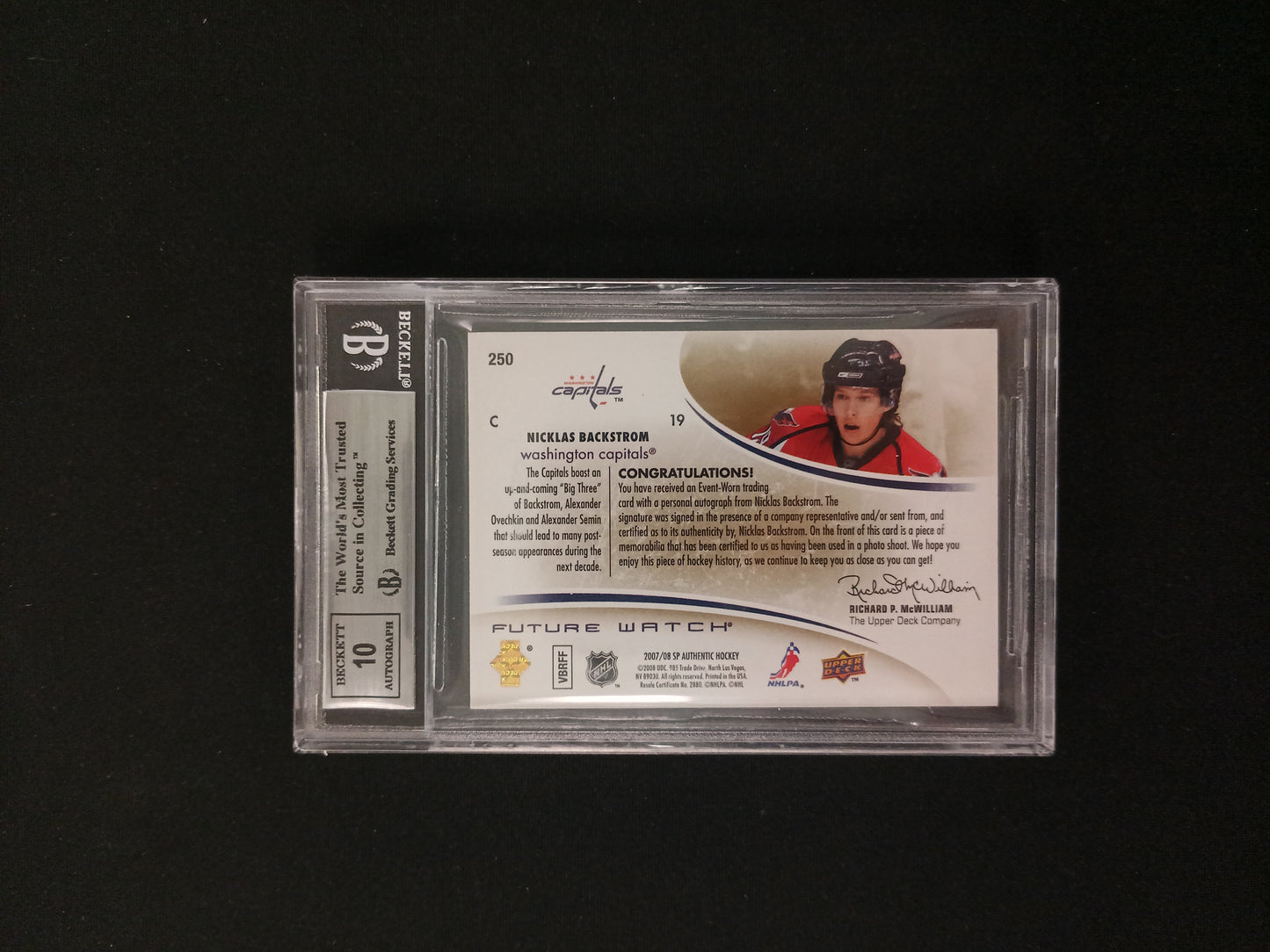 [BGS 9 - Auto 10] 031/100 Nicklas Backstrom #250 2007-08 SP Authentic Limited