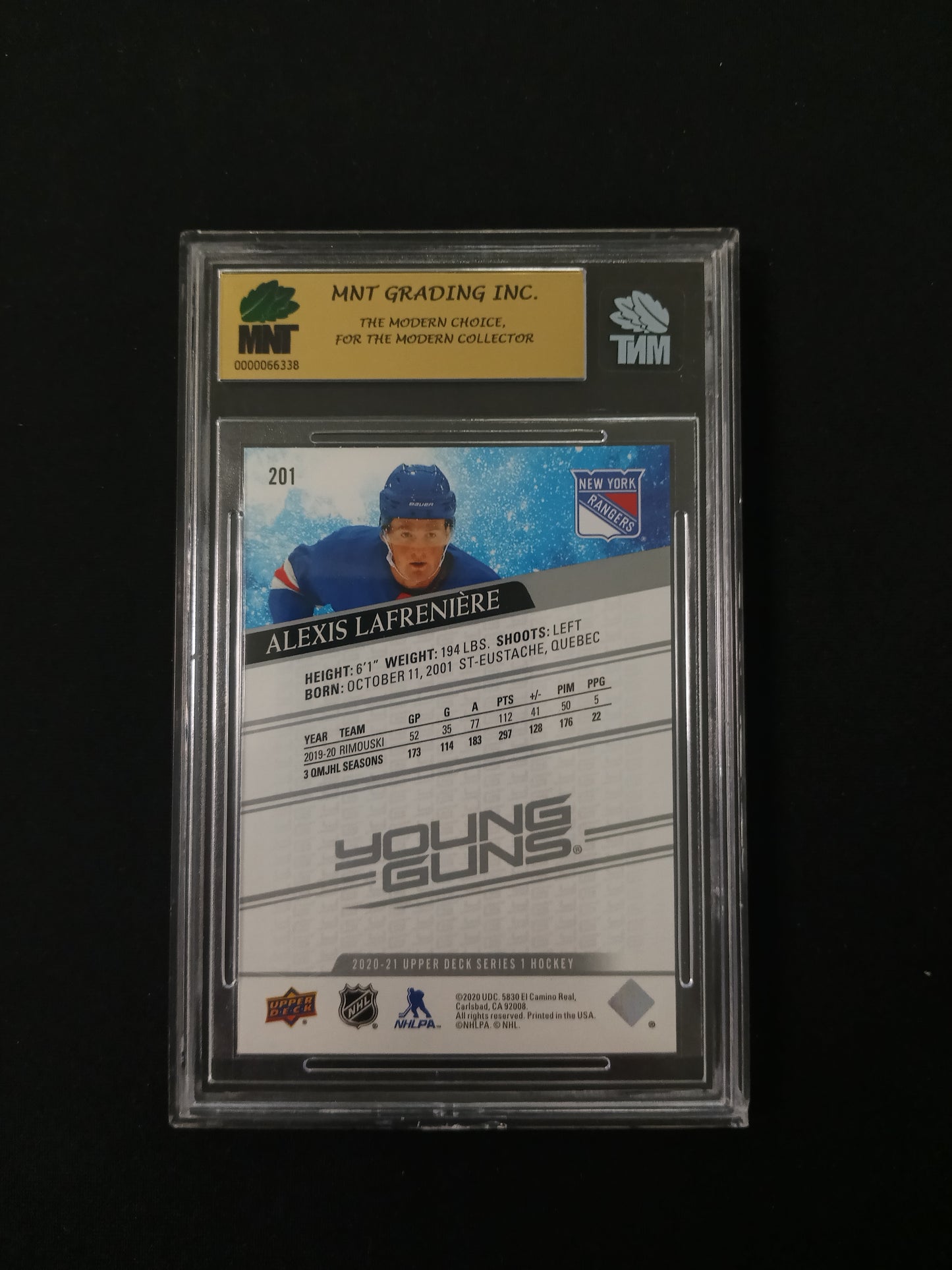 [MNT 9] Alexis LaFreniere -New York Rangers #201 Young Guns 2020-21 Upper Deck Series 1 Hockey