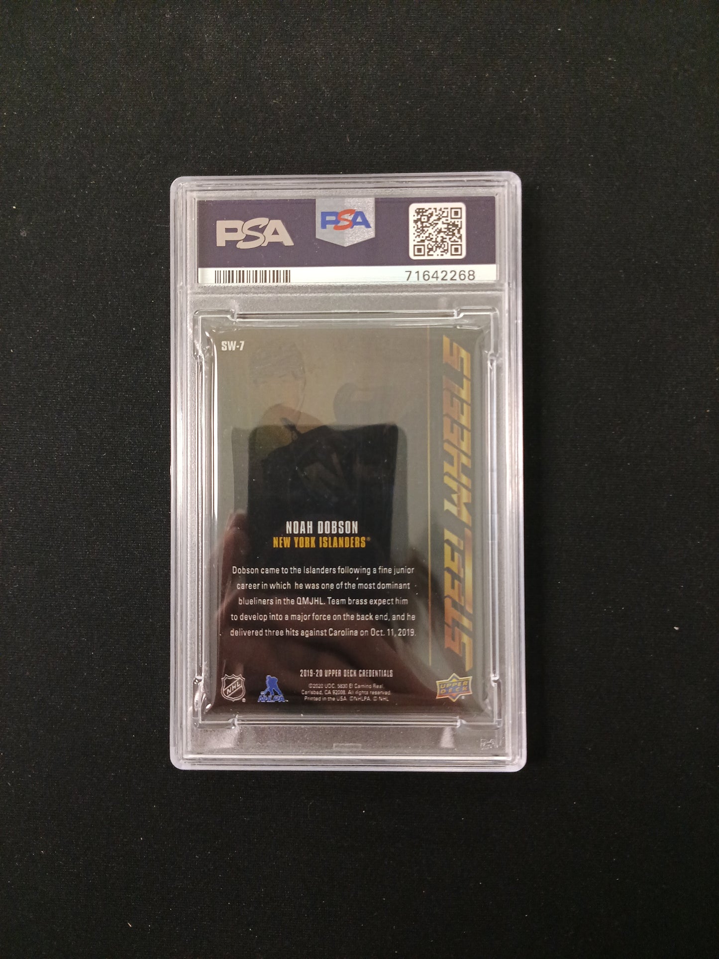 [PSA 9] Noah Dobson #SW7 2019 U.D. Credentials Steel Wheels - Gold