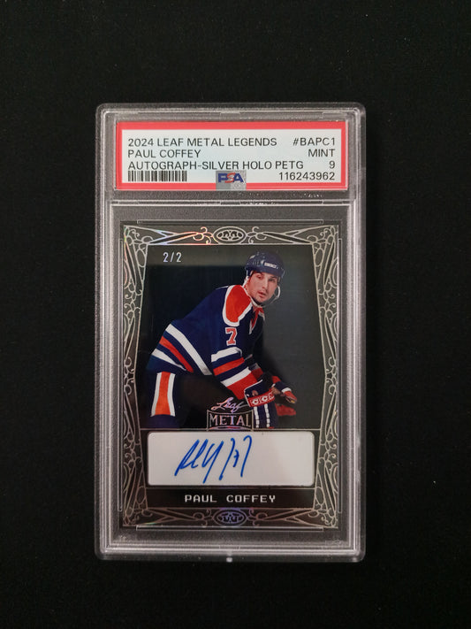 [PSA 9] Paul Coffey 2021 Leaf Metal Legends #BAPC1 Autograph-Silver Holo PETG