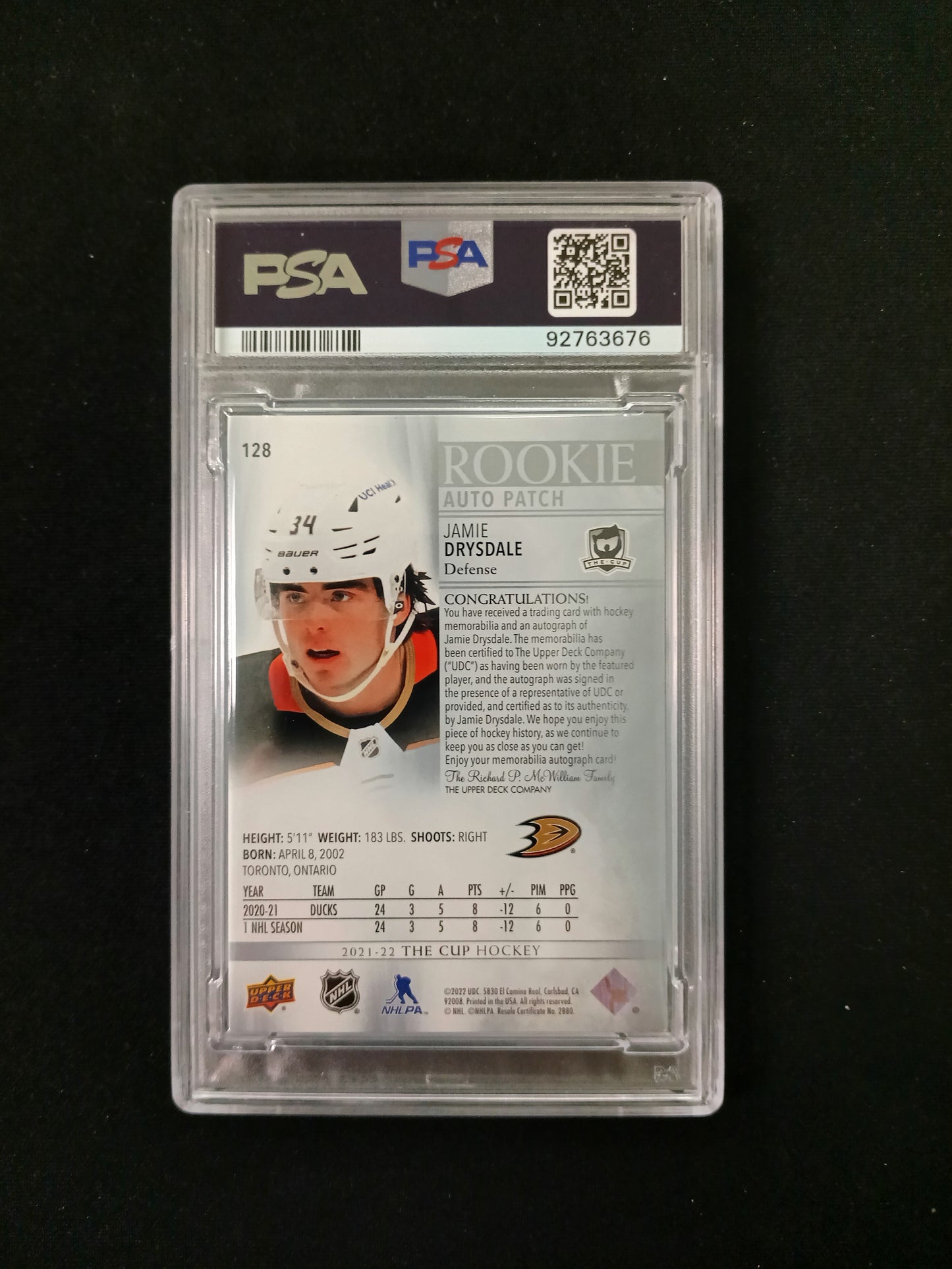 [PSA 8] Jamie Drysdale #128 2021 The Cup