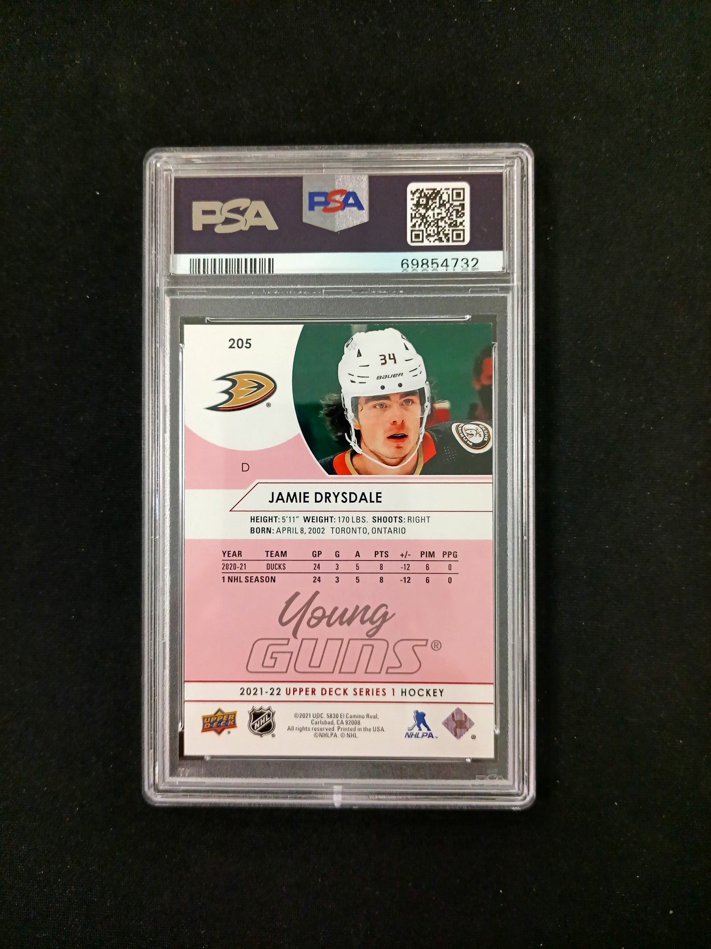 [PSA 8] 035/100 Jamie Drysdale #205 2021 Upper Deck Exclusive
