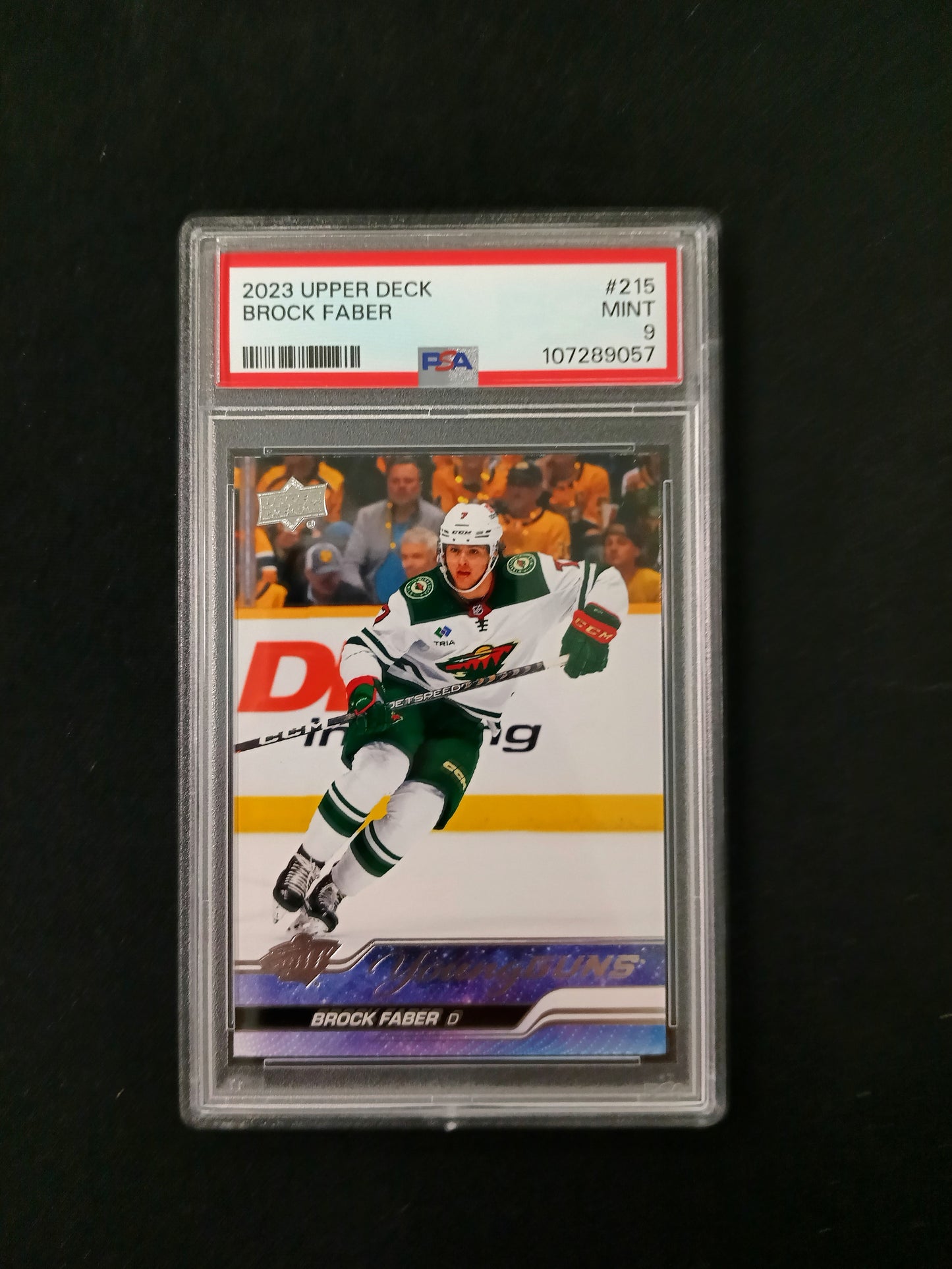 [PSA 9] Brock Faber #215 2023-24 Young Guns Upper Deck Series 1 Hockey