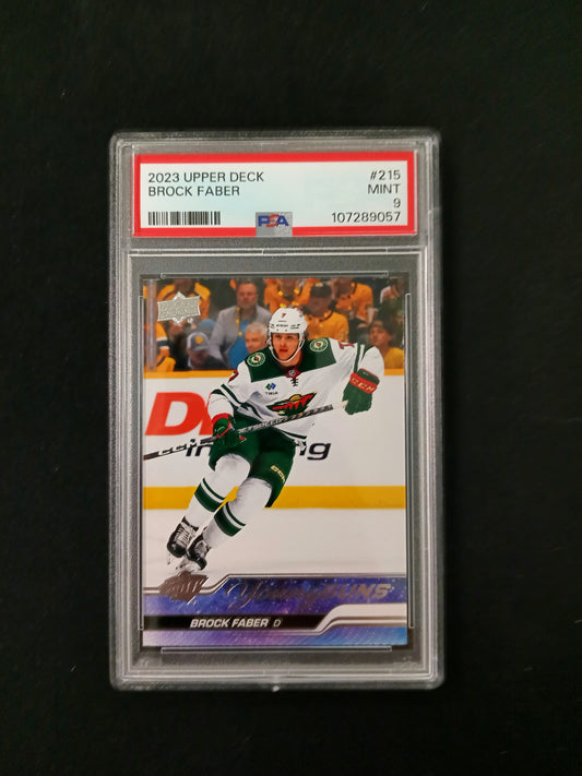 [PSA 9] Brock Faber #215 2023-24 Young Guns Upper Deck Series 1 Hockey