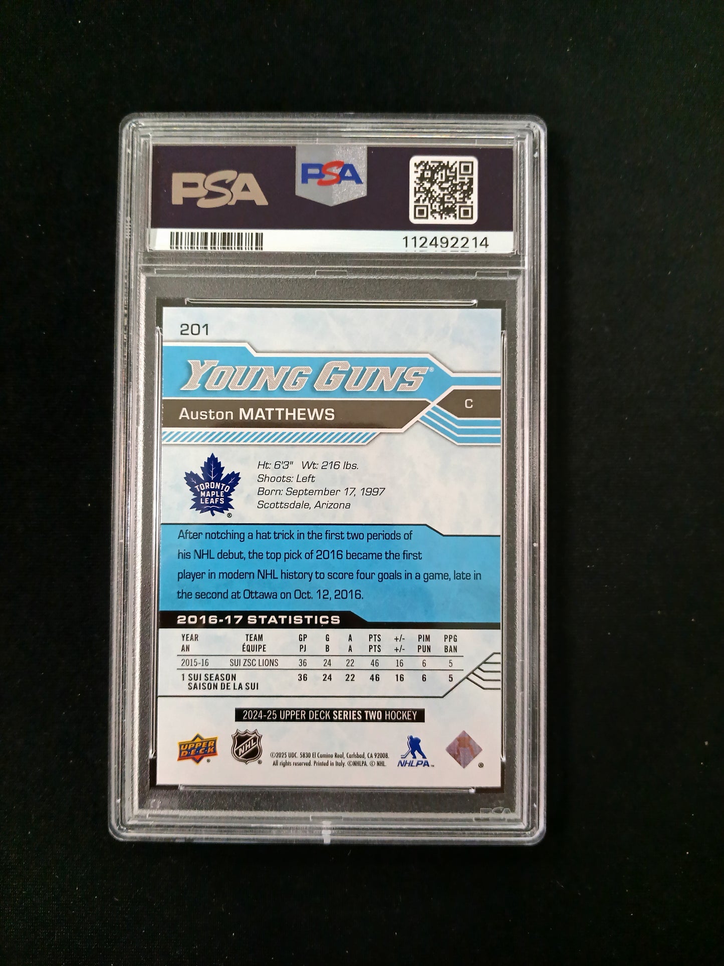 [PSA 10] Auston Matthews #201 Young Guns Renewed