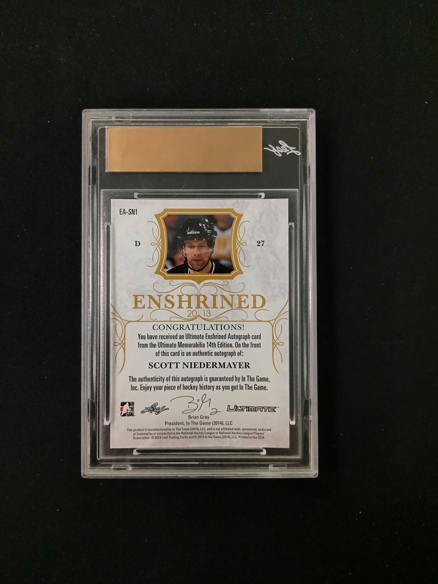 [Leaf] 2/5 Scott Neidermayer 2014/15 In The Game Ultimate Memorabilia Enshrined Auto Gold
