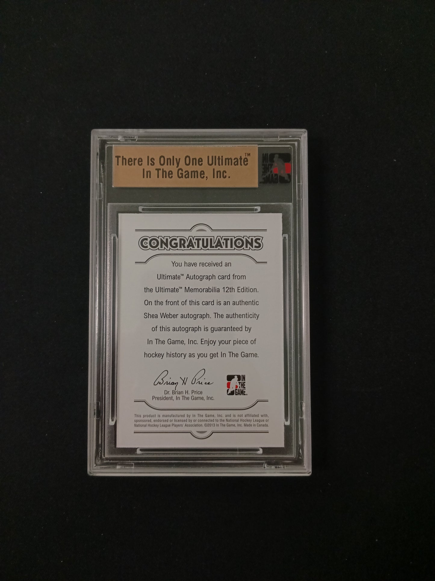 [In The Game] Shea Weber 2012/13 Ultimate Memorabilia 12th Edition