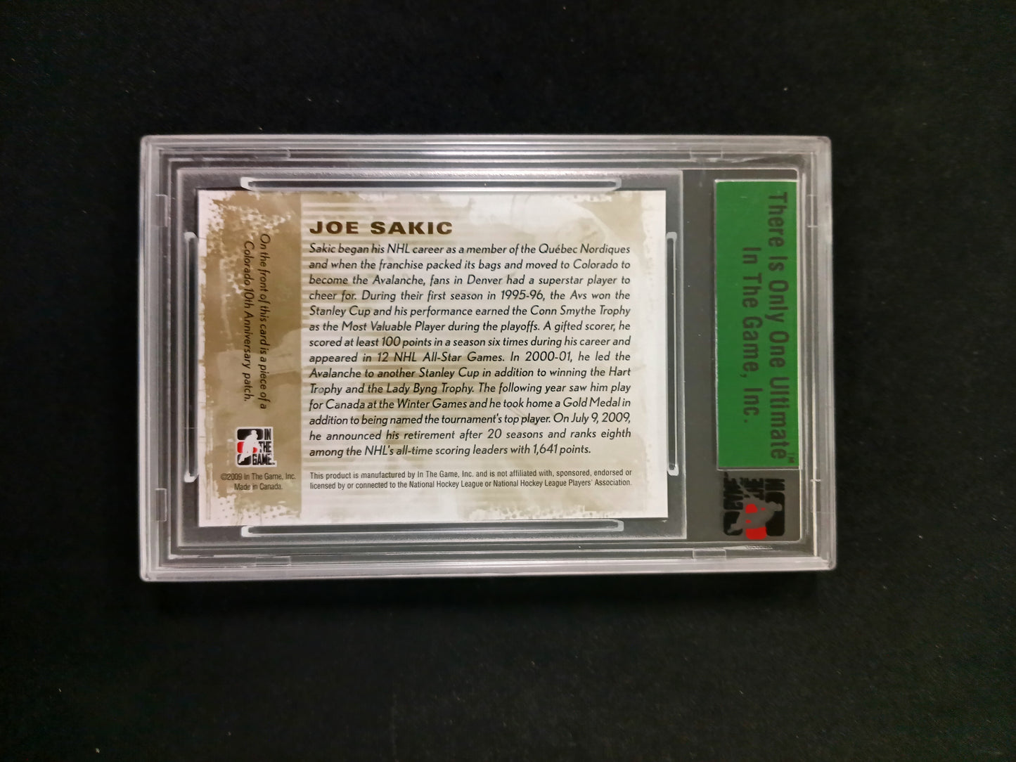 [In The Game] Joe Sakic 2008/09 Ultimate Memorabilia 9th Edition