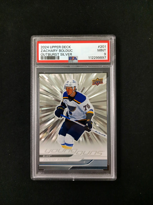 [PSA 9] Zachary Bolduc #201 2024-25 Young Guns Silver Outburst