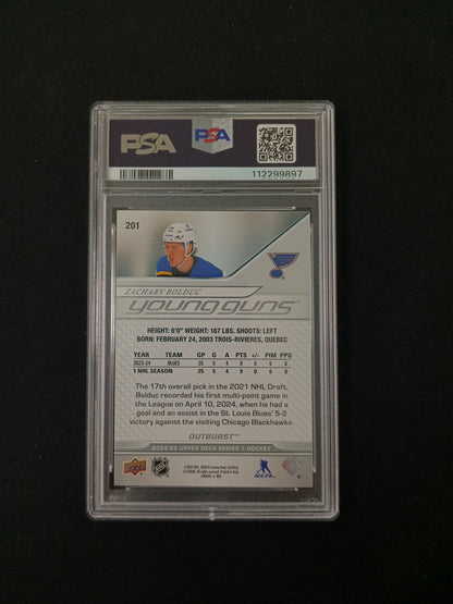 [PSA 9] Zachary Bolduc #201 Young Guns [Silver Outburst]